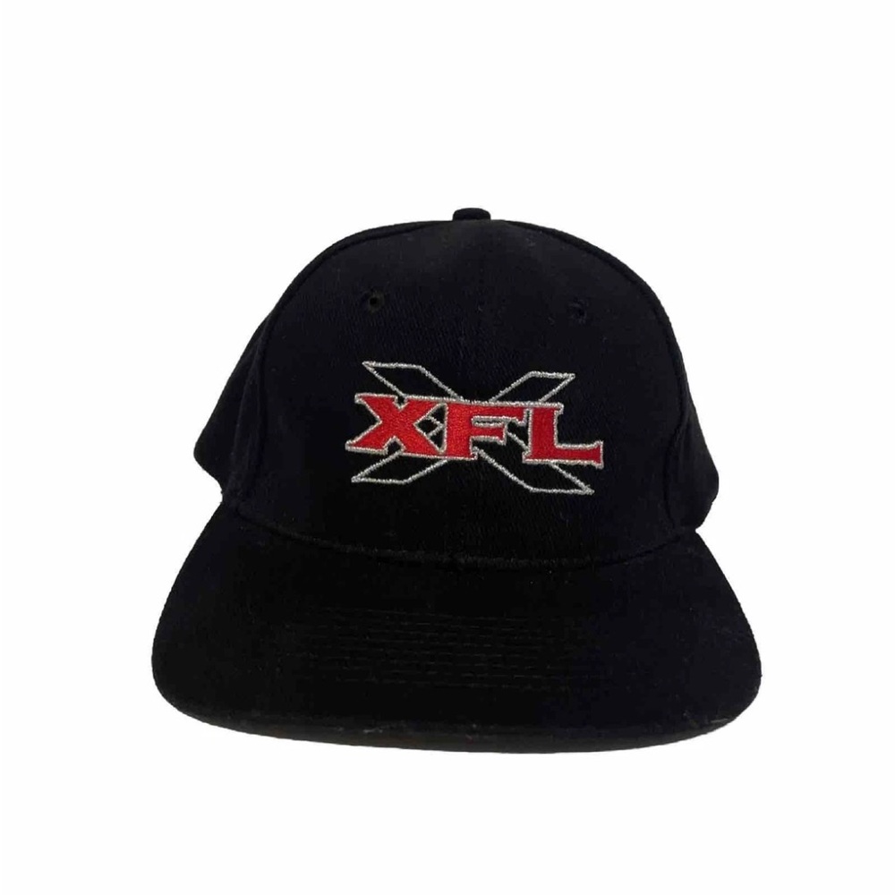 Vintage XFL Black Adjustable Hat Vince McMahon